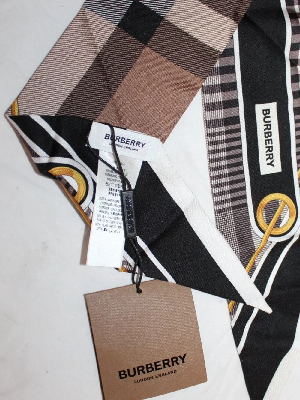 NWT Burberry Mixed Print Nova Check Skinny Scarf